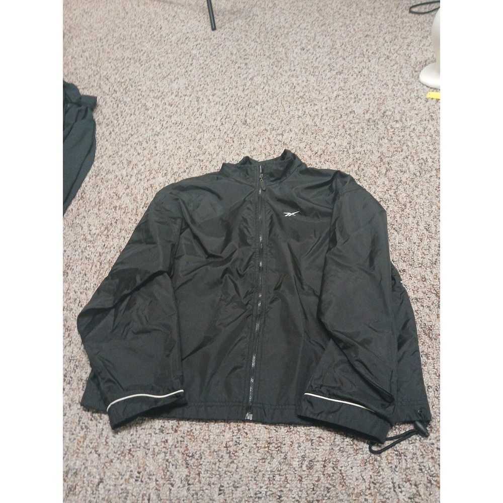 Vintage Reebok BlackNylon Windbreaker Jacket Sz L Mesh!!!